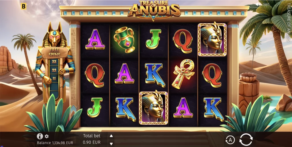 Spielverlauf von Treasure of Anubis bei Spinch Casino